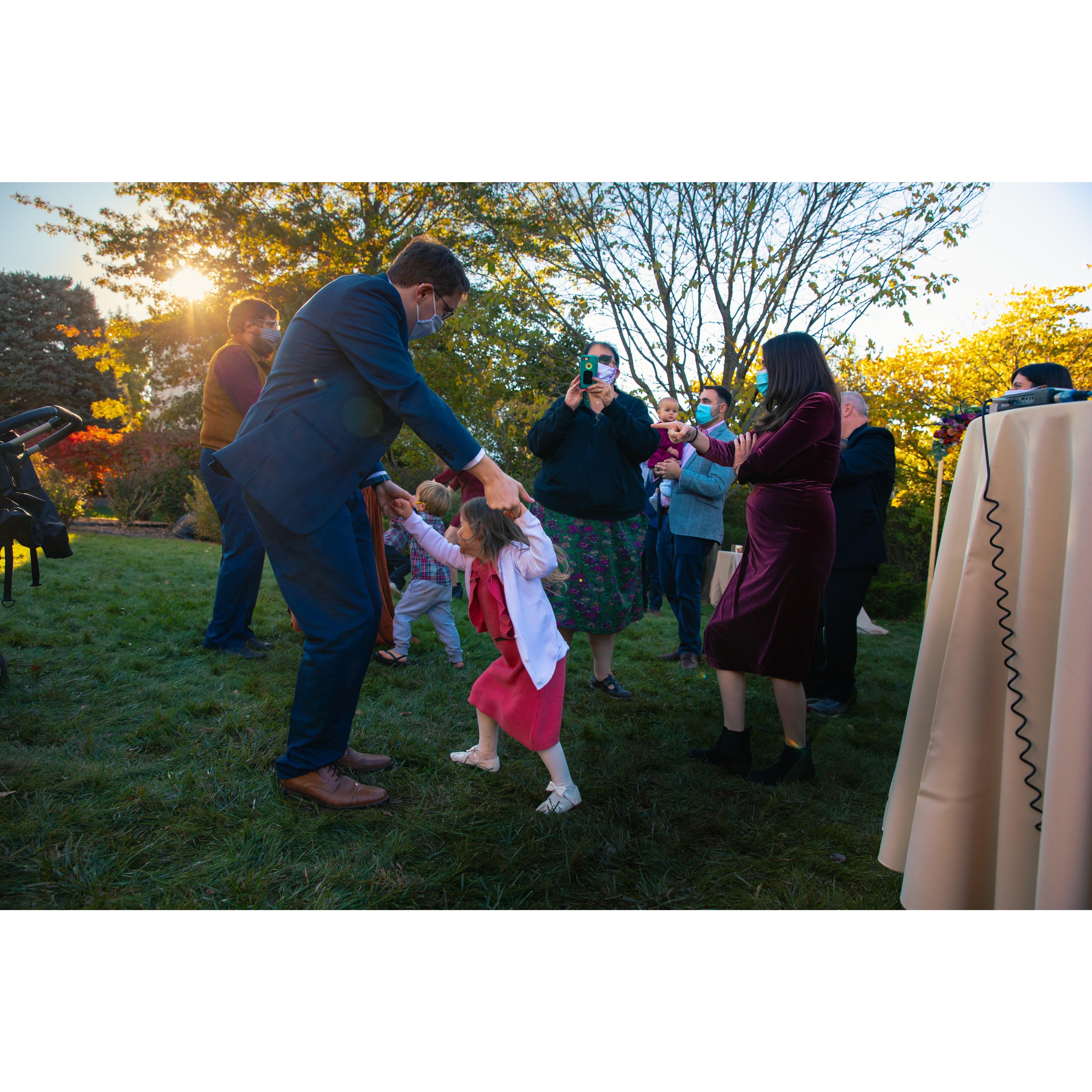 Hillsborough, October 17, 2021. Dancing! Wedding photos by our talented friend and photographer, Jimmy Kastner (with Kristin!).