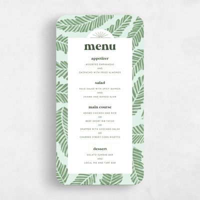 White Rounded Wedding Menu - Tucana