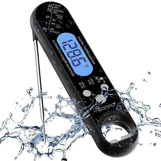 Marsno Digital Meat Thermometer for Grilling, Instant Read Thermometer–Waterproof Ultra Fast Read Food Thermometer with Backlight&Calibration for Kitchen,Cooking,Grill,BBQ,Smoker,Candy,Liquids & More