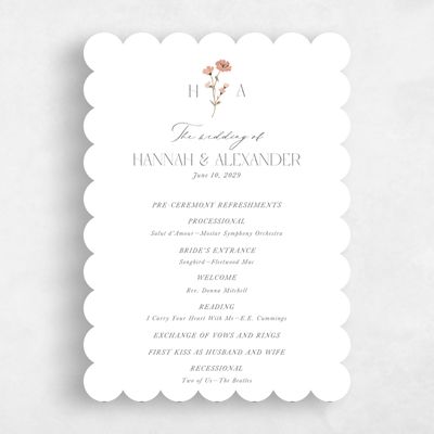 White Scalloped Wedding Program - Marlowe