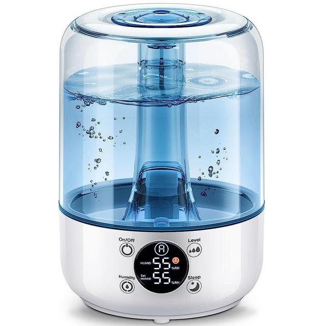 Hilife Humidifiers for Bedroom, 3L Ultrasonic Cool Mist Humidifiers for Home Baby Nursery & Plants, Quiet Top Fill Air Humidifier Lasts Up to 30 Hours, Auto Shut-Off, Filterless