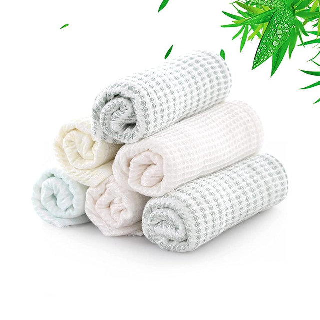 Reusable Bamboo Dish Cloth, Classic Waffle Dinner Napkin Cloth ,Mashine Washable Cleaning Cloth Dish Rags for Dishes, kitchenwear,Counters,Appliance - 10 X 13 Inch (Pack of 6)