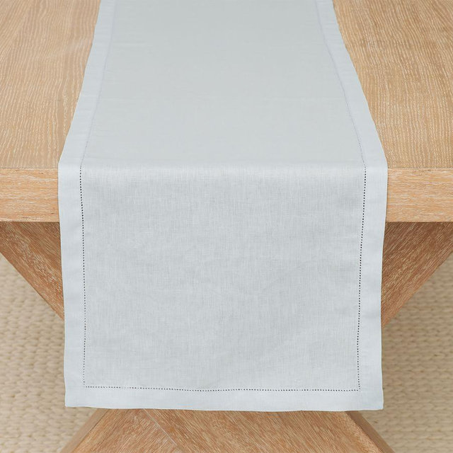 Belgian Linen Table Runner, 16" x 108" - Blue Frost