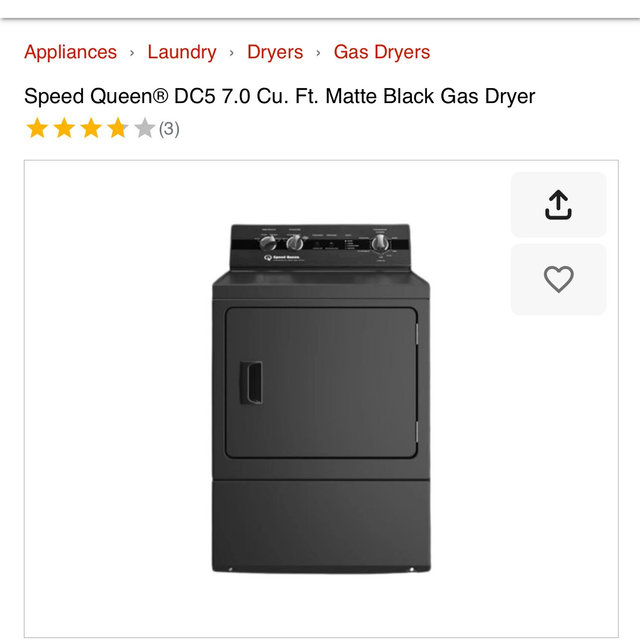 Speed Queen® DC5 7.0 Cu. Ft. Matte Black Gas Dryer | Robert Tylisz Appliance | Michigan City and La Porte, IN
