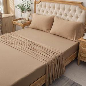 Bed Sheet Set 100% Jersey Knit Cotton - Coffee