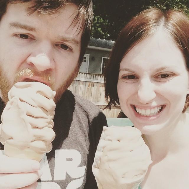 We took this pic the day we signed the lease on our current apartment! It was so hot that ice cream didn't last long!