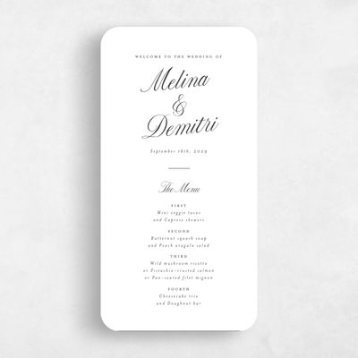 White Rounded Wedding Menu - Mabel