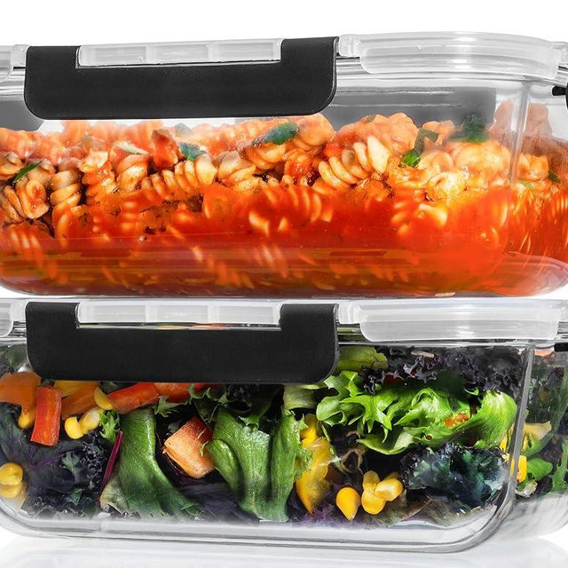 Razab 4 Pcs 1860ml / 63 Oz Large Glass Food Storage Containers with Lids - Glass Meal Prep Containers with Locking Lids for Roasting, Storing Leftover, Lunch Container, BPA Free, Microwave & Oven Safe