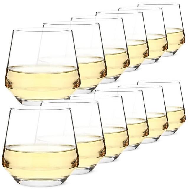 Chouggo Stemless Clear Wine Glasses Set of 6