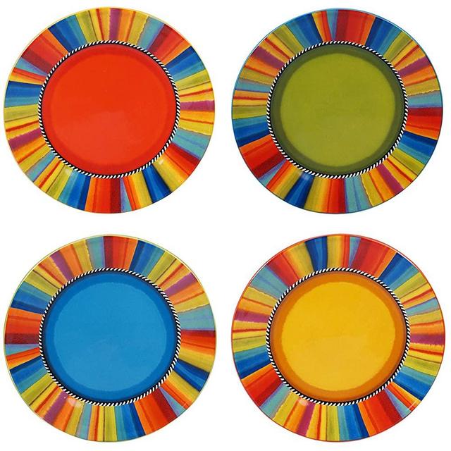 Certified International Sierra Dinner Plate, Set of 4 Assorted Designs, Multicolored