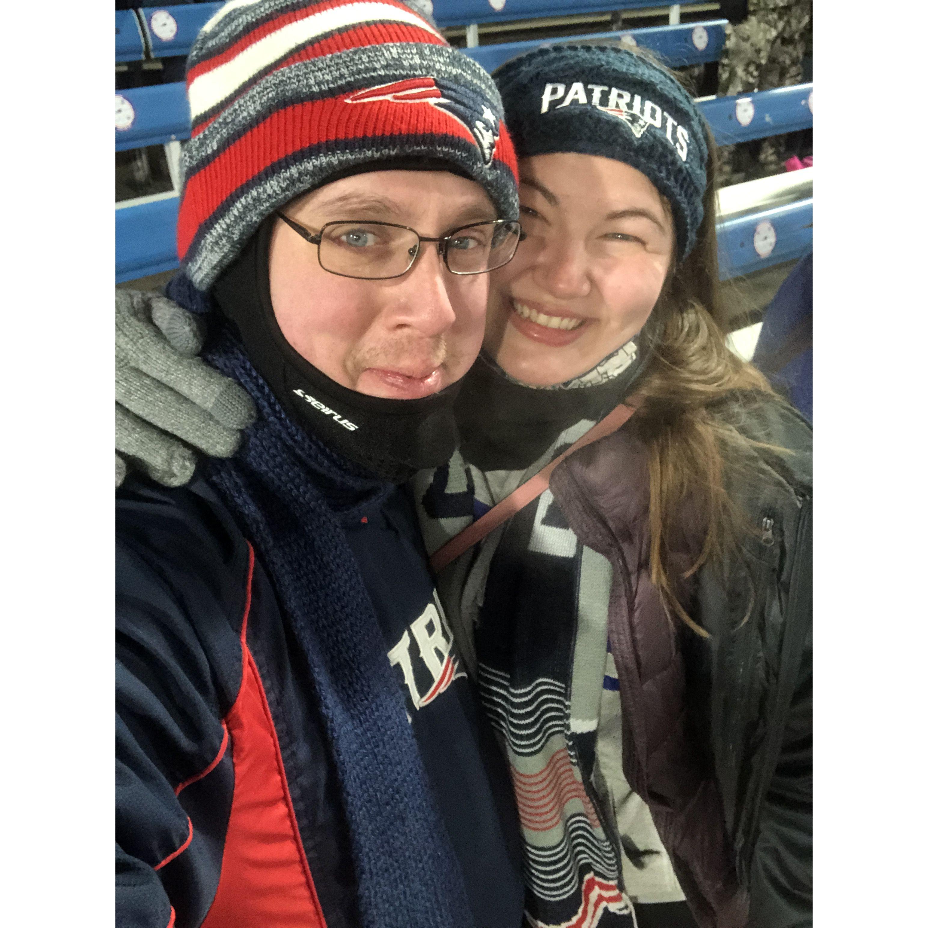 Braving the cold to watch the Patriots in the playoffs!