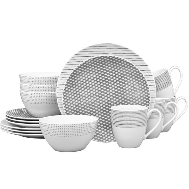 Noritake® Grey Hammock 16-Piece Coupe Dinnerware Set