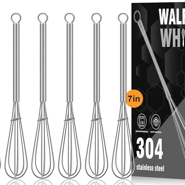 Mini whisk small whisk bulk stainless steel 6 pieces, 7 inch tiny whisk for Whisking, beating eggs, mixing sauces, Blending ingredients