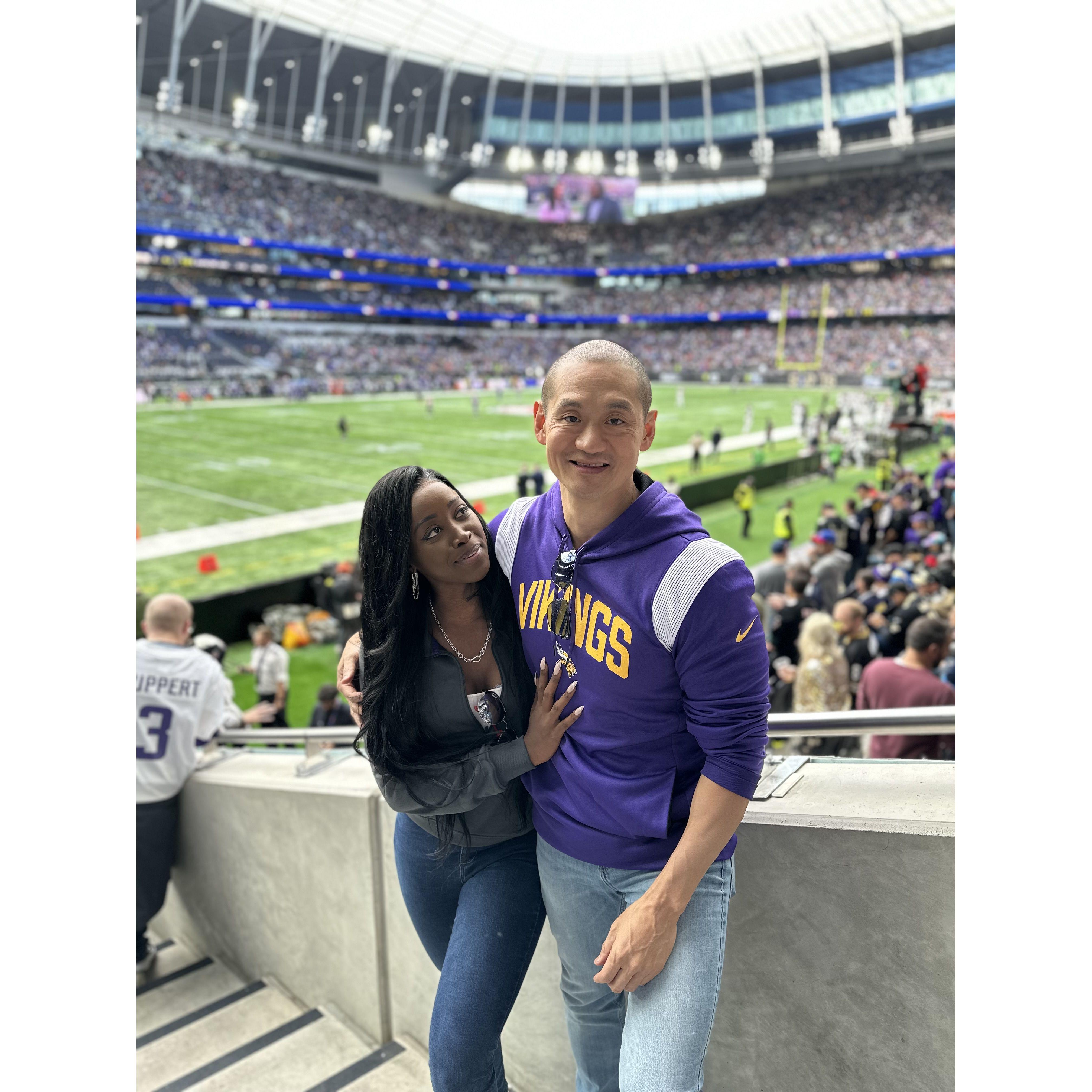 Elisa's first in person Vikings game.  Welcome to the Blvd of Broken Dreams.