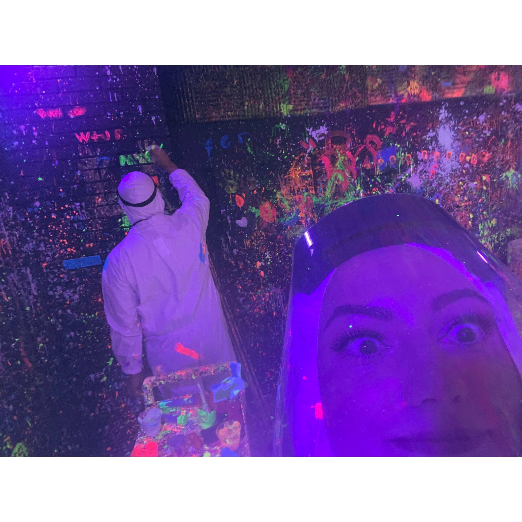 Mid-neon painting - Andrew being a vandal.