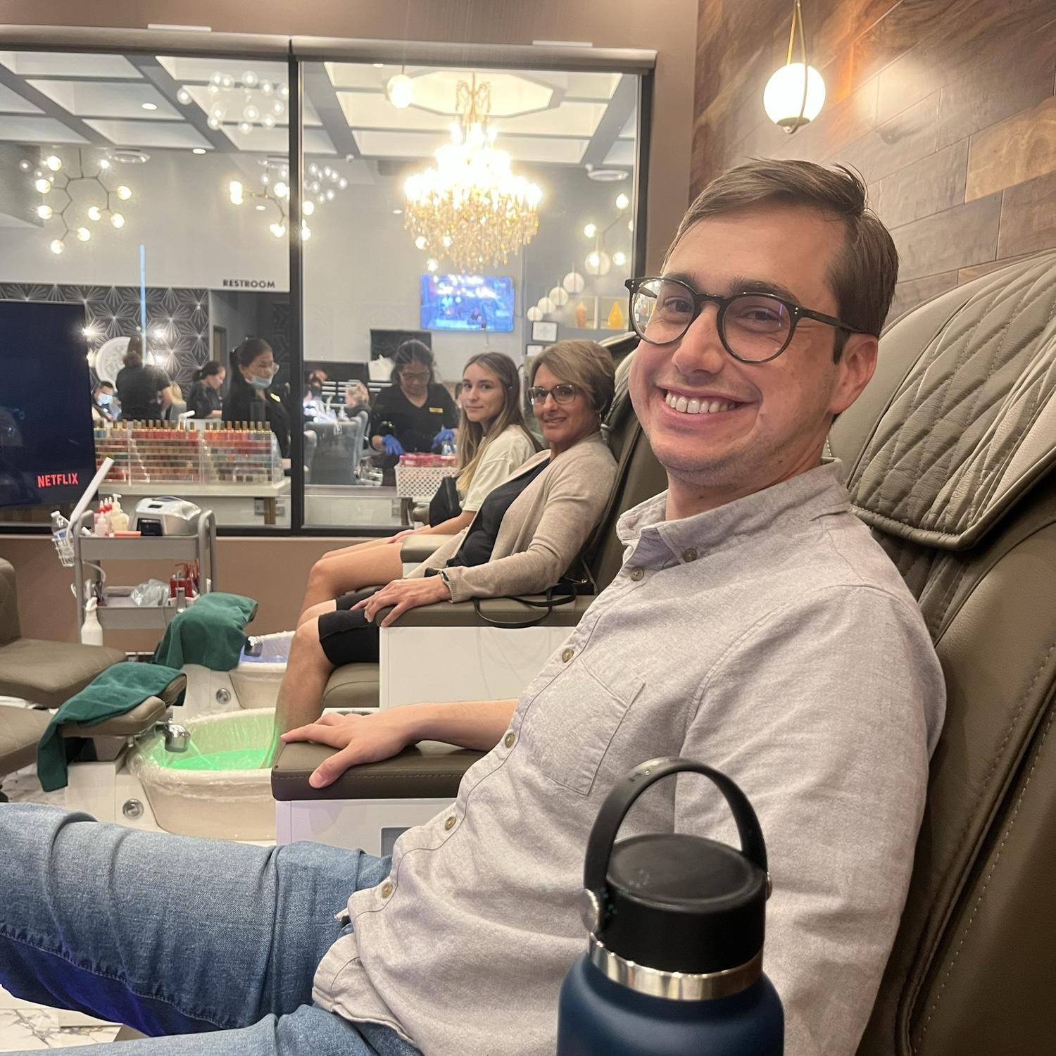 Brady’s first pedi with the ladies