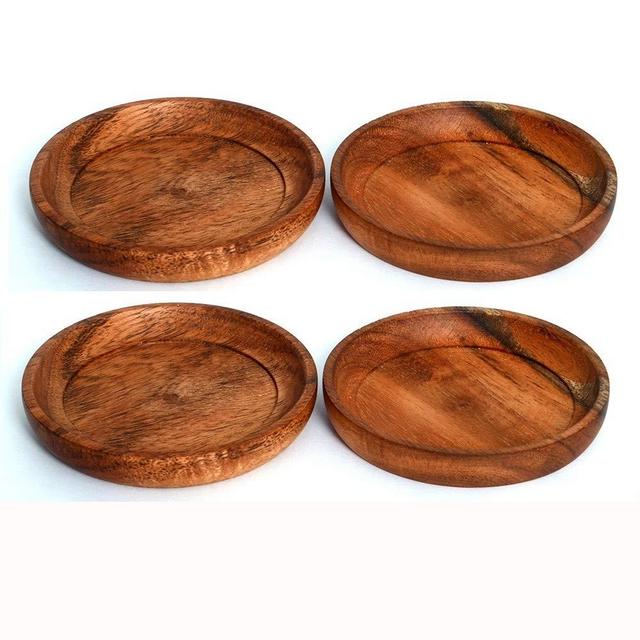 Kaizen Casa 4 Piece Set, Natural Acacia Wood Coasters, Set of 4