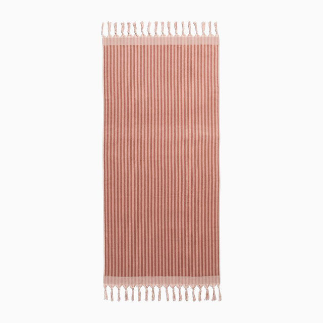 Stripe Tassel Towel, 32x64, Baked Clay