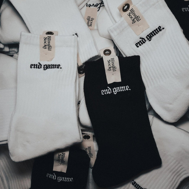 End Game Embroidered Socks, Taylor and Travis inspired, Bride and Groom Wedding Gift by Blissful Socks