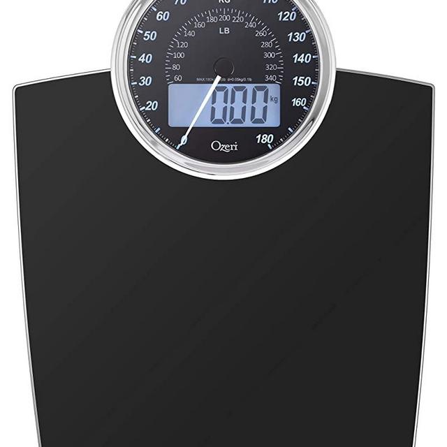 Ozeri Rev 400 lbs (180 kg) Bathroom Scale with Electro-Mechanical Weight Dial and 50 gram Sensor Technology (0.1 lbs / 0.05 kg), Black