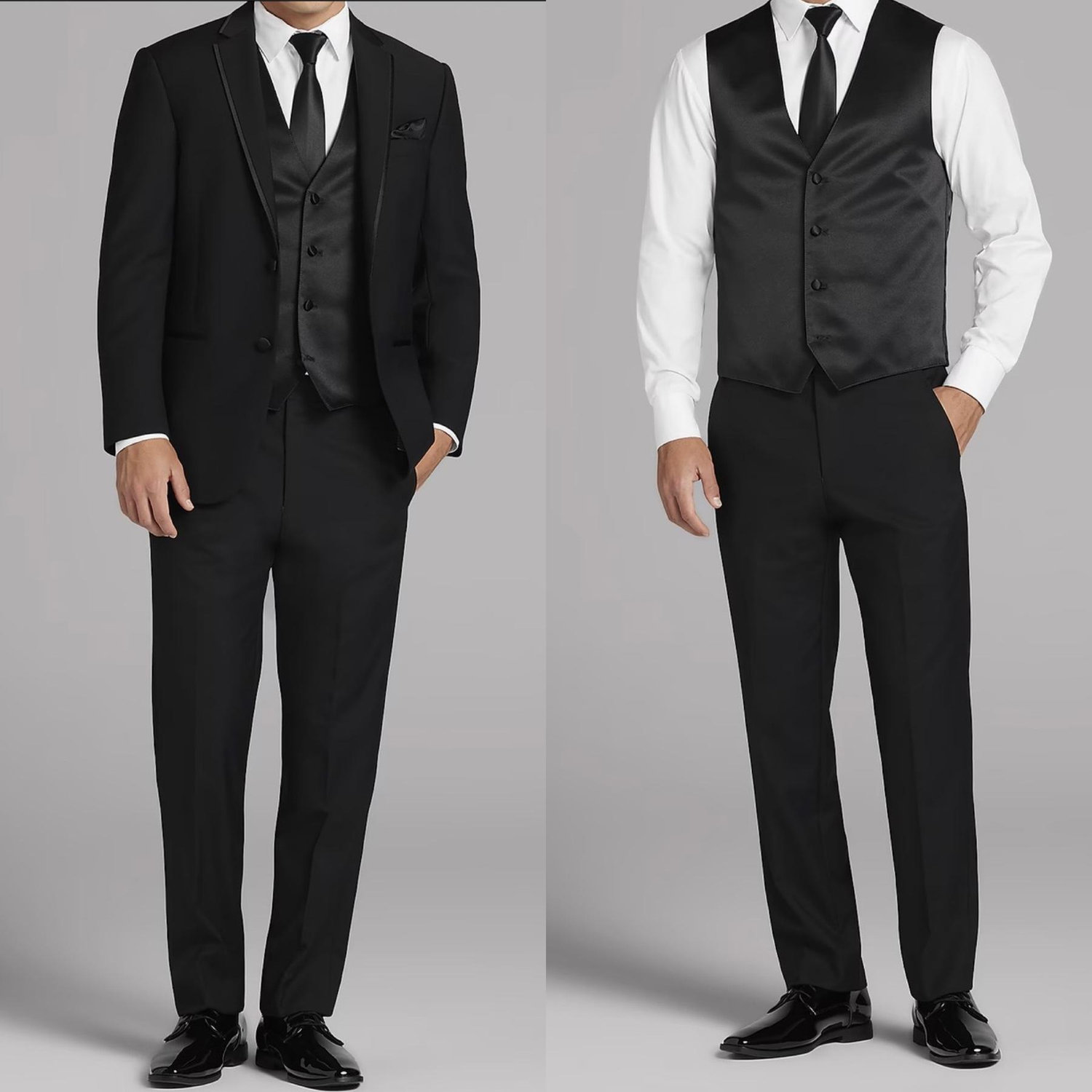 Men must wear a black suit, tie, and dress shoes