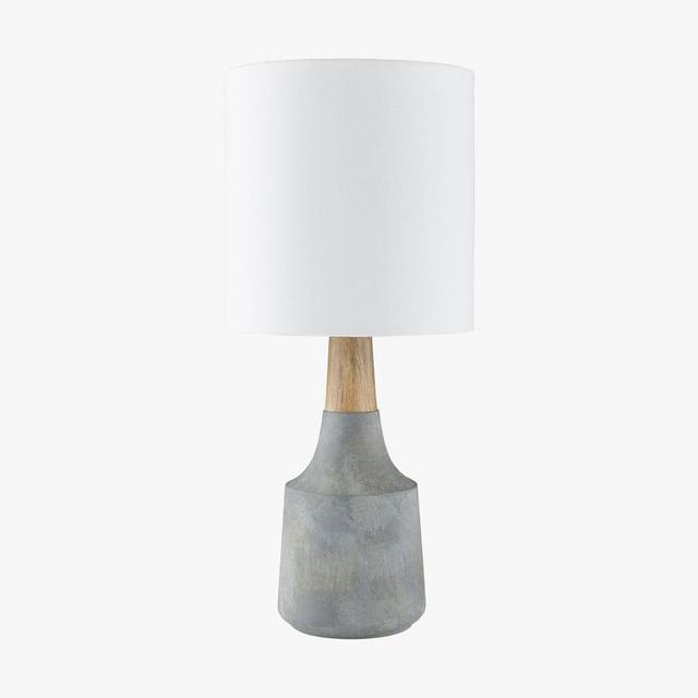 Cowan Petite Ceramic & Wood Table Lamp, Charcoal