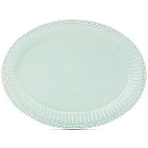 French Perle Groove Collection 16" Ice Blue Oval Platter