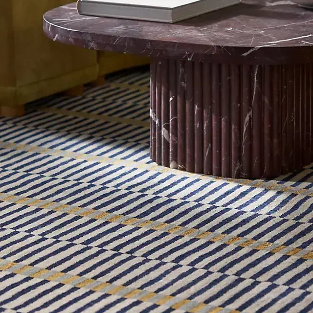 Hand-Loomed Wool & Jute Blend Geometric Striped Rug