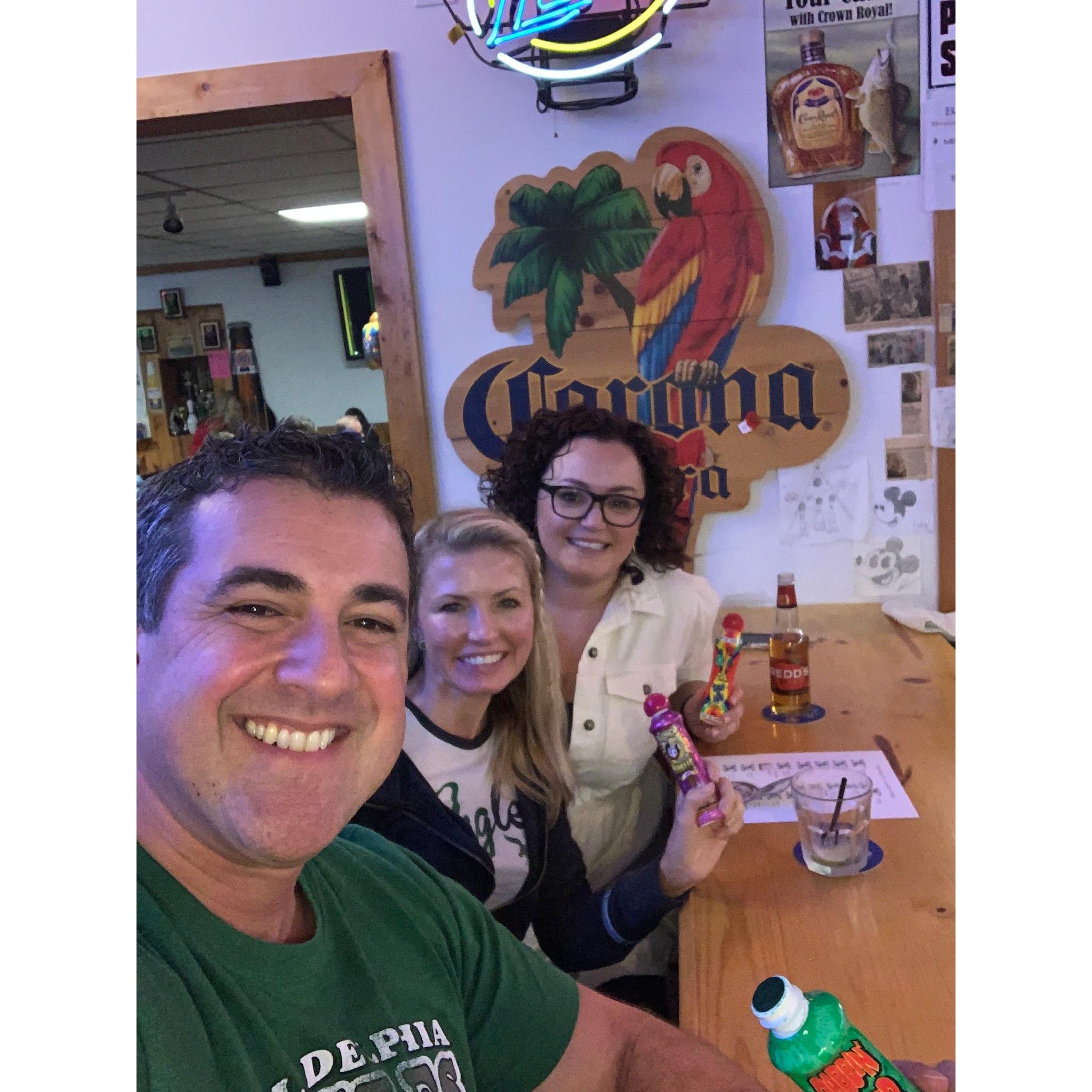 Amber came to visit! Playing bingo at Lakeville bowl