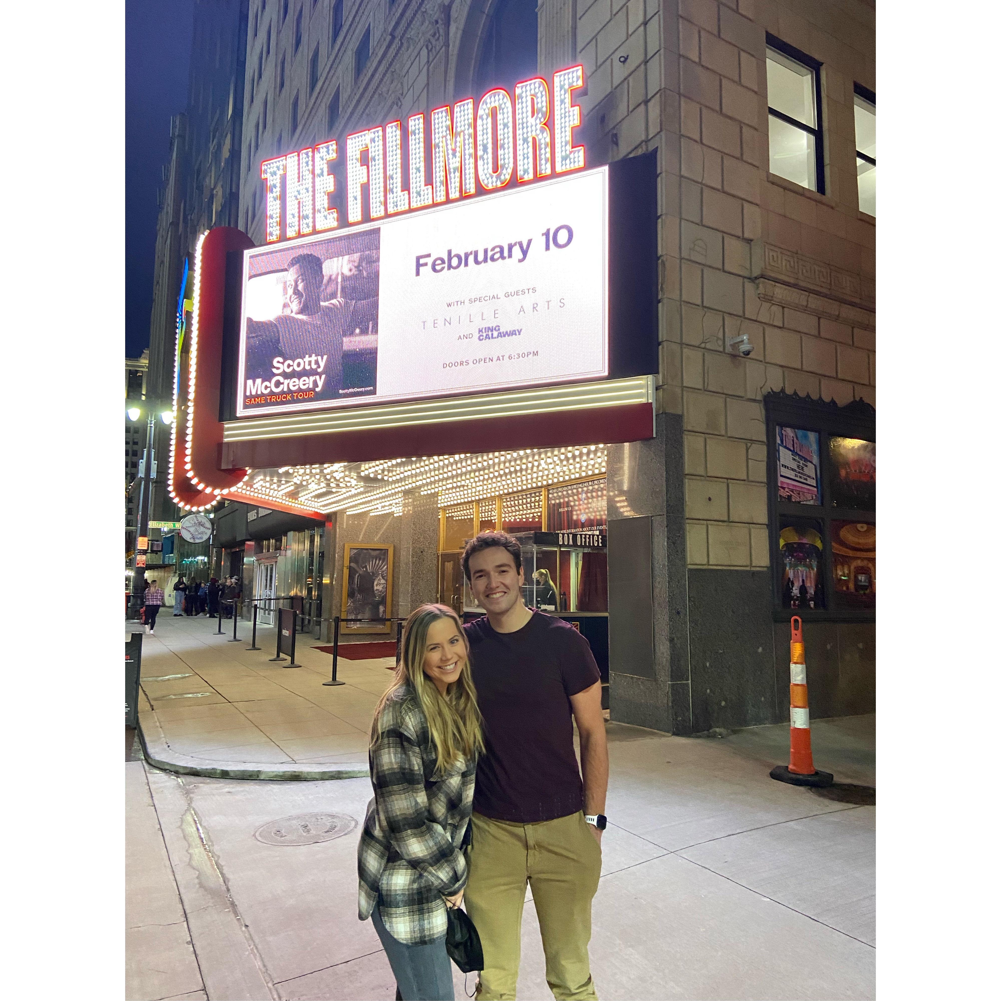 When Jake surprised Alyssa (5 minutes after a grad school exam on Valentine's day) with a surprise concert to see her favorite singer, Scotty McCreery!
