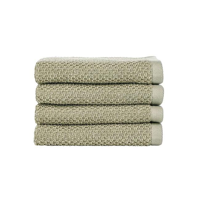 Nate Home by Nate Berkus 100% Cotton Textured Rice Weave Bath Towel Set of 4 | Soft and Absorbent Solid Bathroom Towels from mDesign - Set of 4, Lichen (Sage)