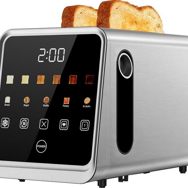 2-Slice Smart Toaster, Digital Touchscreen with Memory Function, 1.5" Extra-Wide Slots, 5 Bread Types & 6 Browning Settings, 900W for Fast Toasting, Defrost & Reheat Modes