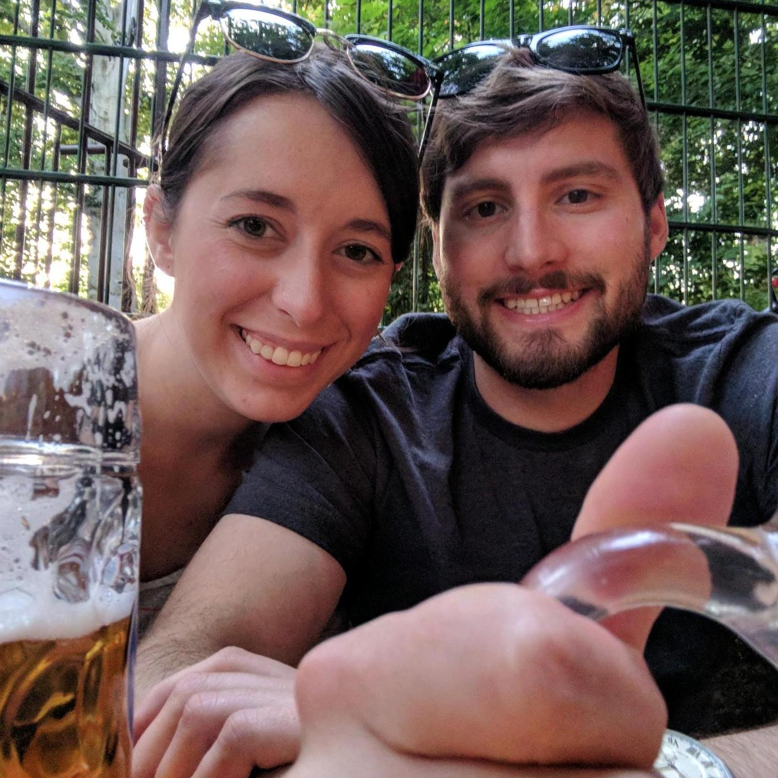Never too tired for beer in a real beer garden.
