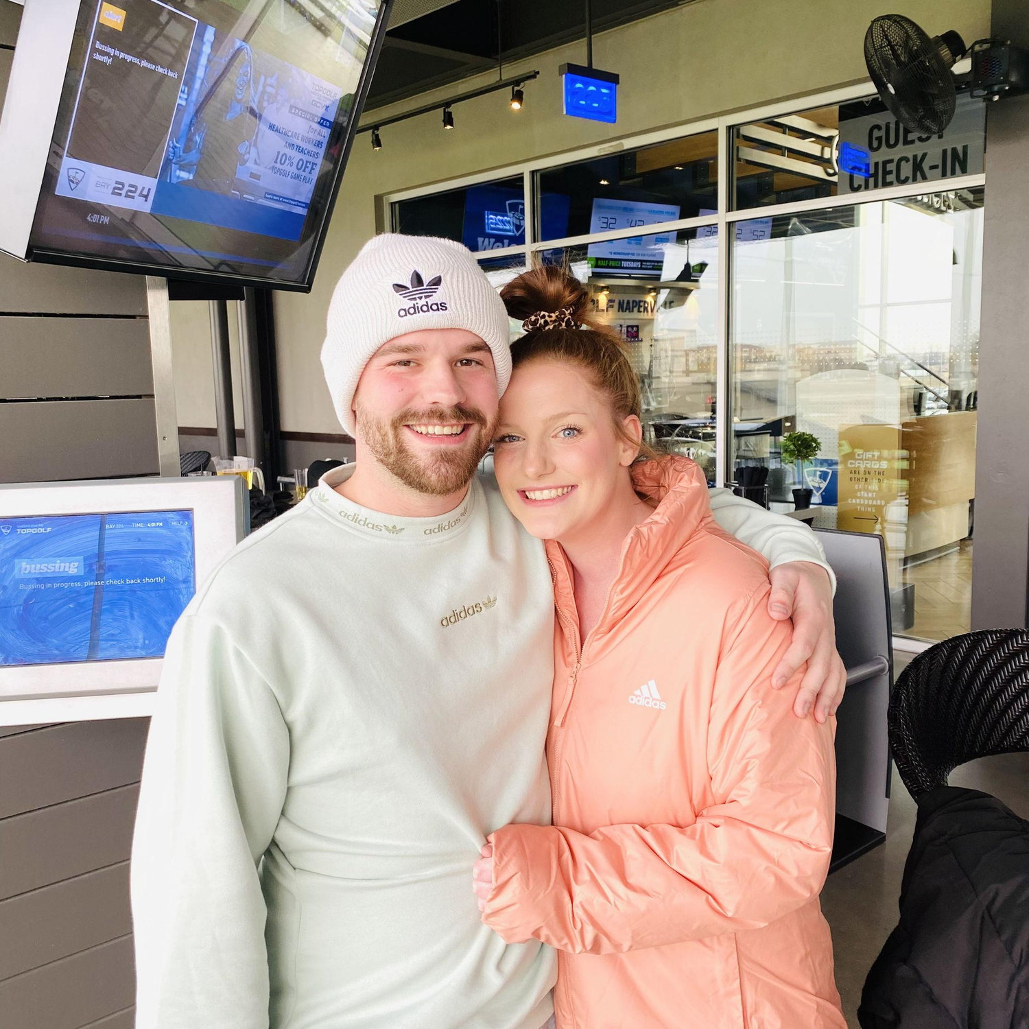 This is from our first weekend trip together to Geneva, Illinois. We hit the Adidas outlet (can you tell?) and went to Top Golf this day.