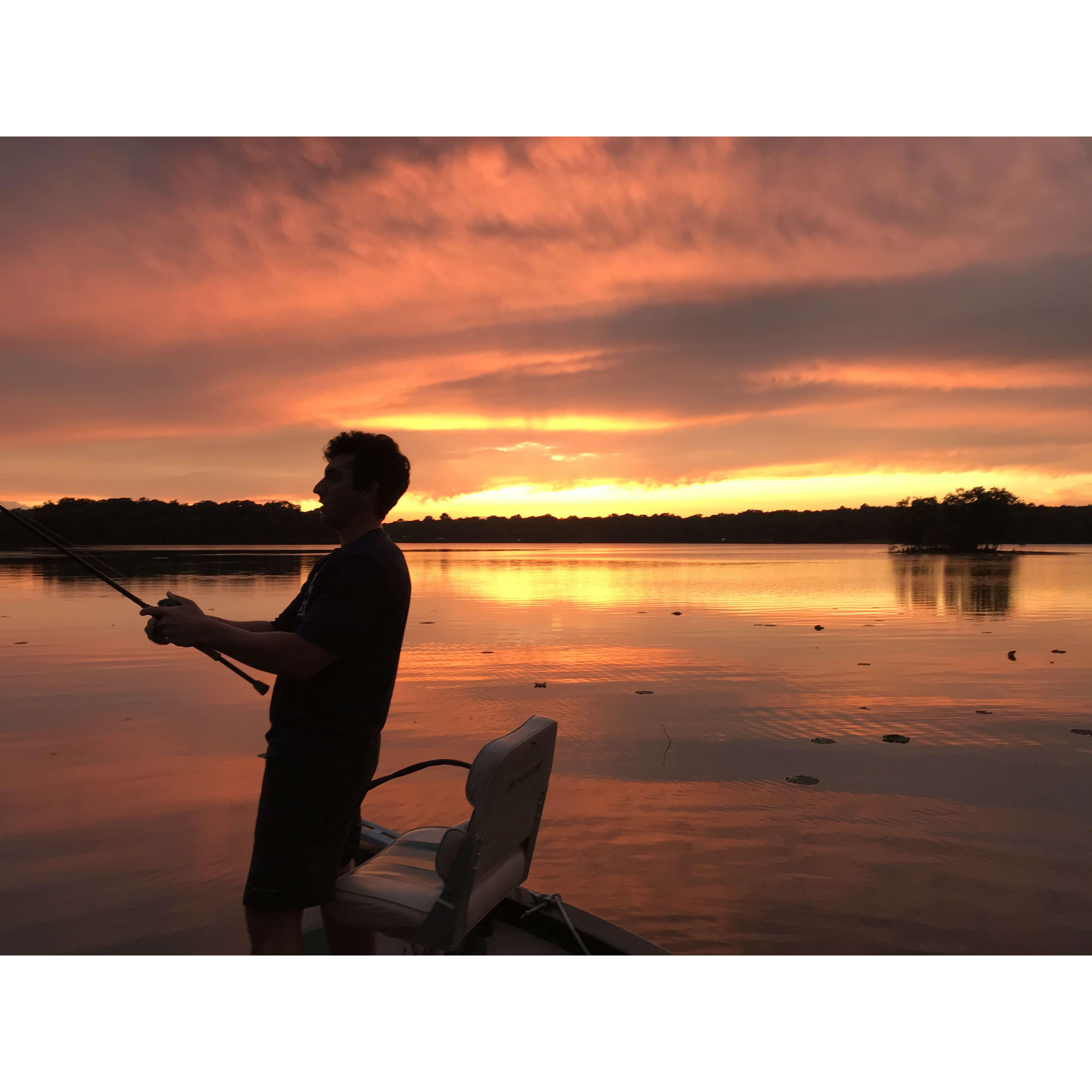 Two of Zach's favorite things: a good sunset and fishing