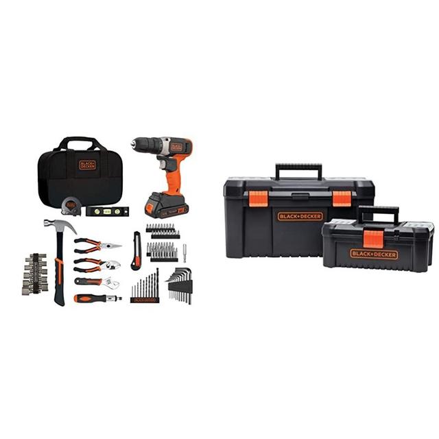 beyond by BLACK+DECKER Home Tool Kit with 20V MAX Drill/Driver, 83-Piece (BDPK70284C1AEV) & by BLACK+DECKER Tool Box Bundle, 19-Inch & 12-Inch (BDST60129AEV)