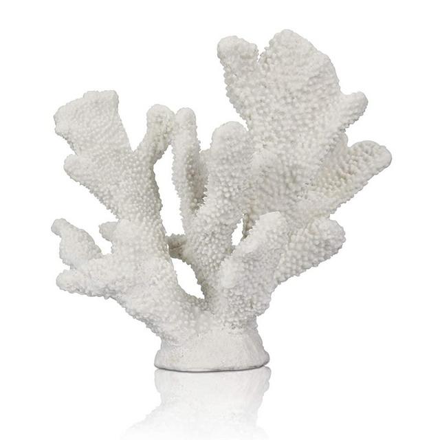 ALIWINER White Coral Statue Resin Coral Tabletop Decoration Home Living Room Decor (7.8in Tall)