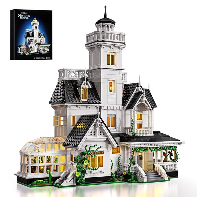 Magic House Building Set with LED Light, Owens House Blocks Toy, Creator Architecture Model Building Kit, Compatible with Lego Horror House, Home Office Decor Gift for Adults (1877PCS)