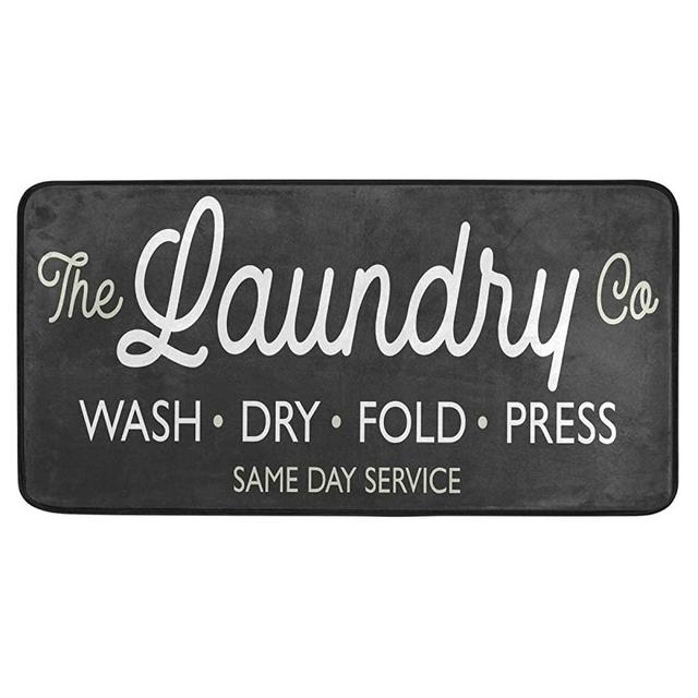 KLL Retro Laundry Room Sign Kitchen Floor Mats Non-Slip Modern Polyester Indoor Outdoor Area Rugs Living Room Bath Doormat Home Decor Runner Rug, 39x20in