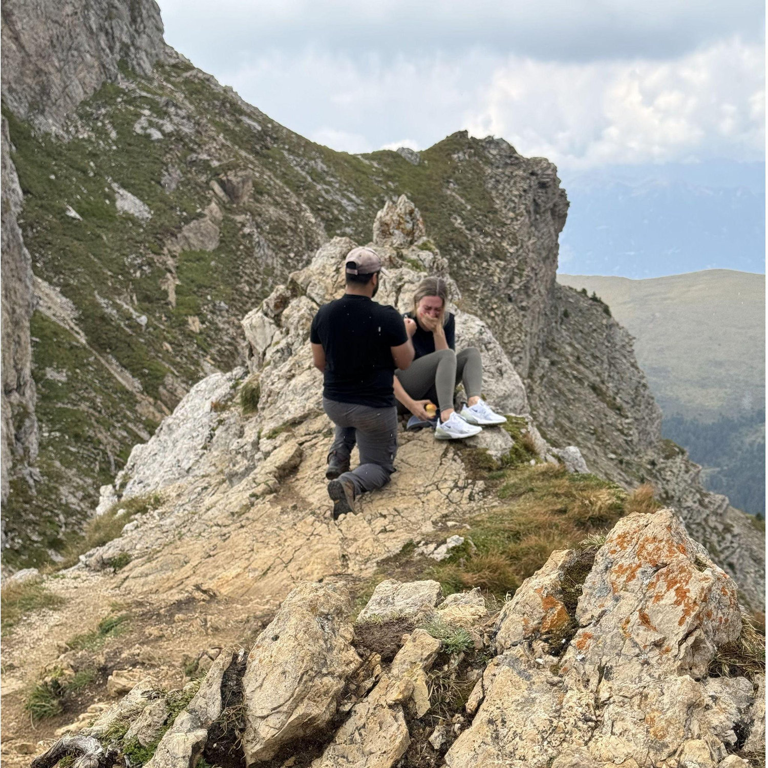 We got engaged at the top of the Dolomites in northern Italy