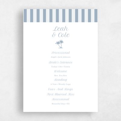 Powder Blue Wedding Program - Mauritius