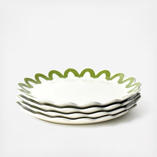 Coton Colors by Laura Johnson Crew Arabesque Trim Scallop Dinner Plate