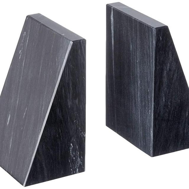 Fox Run Triangular 100% Natural Polished Black Marble Bookends