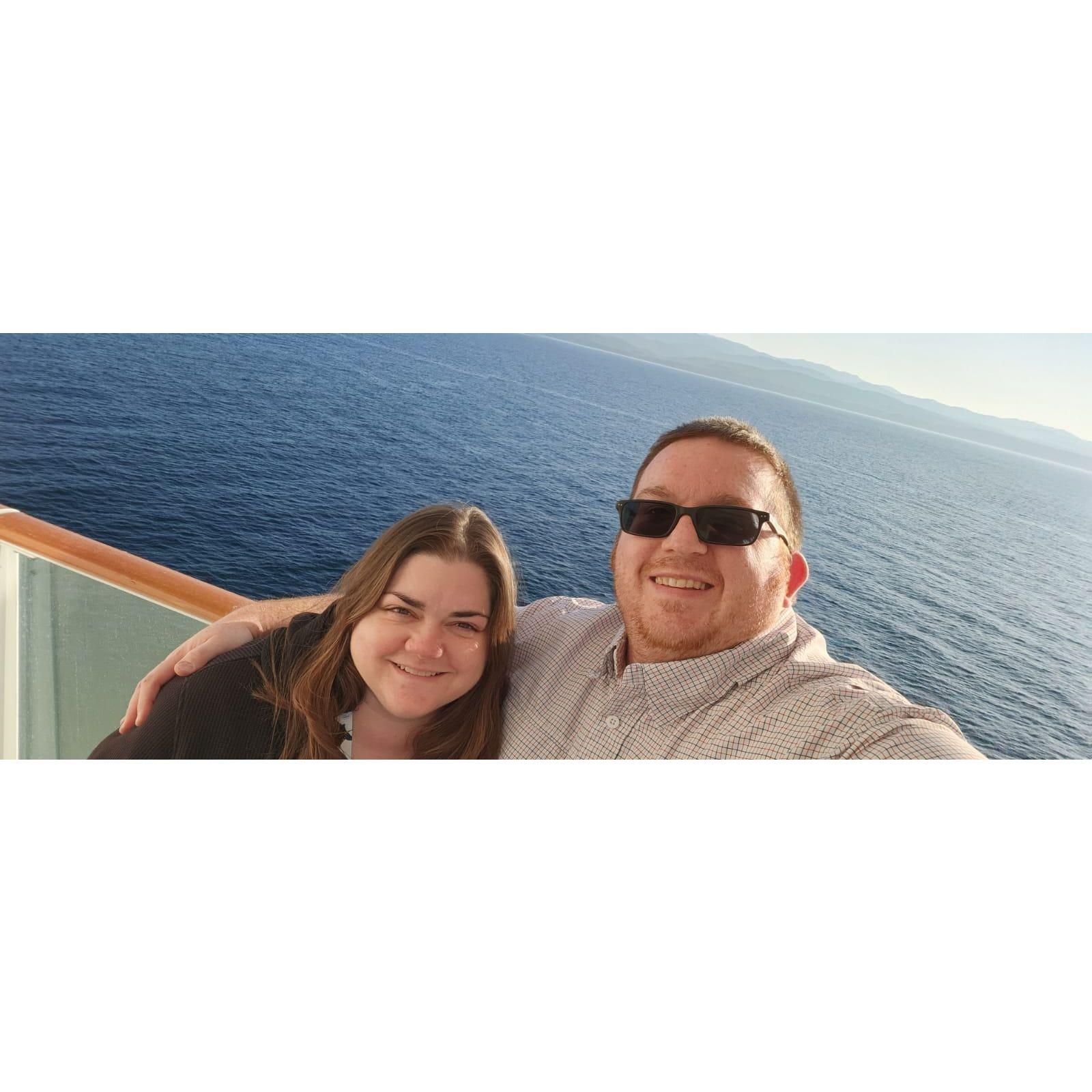 Alaskan cruise after we got engaged. Best cruise ever