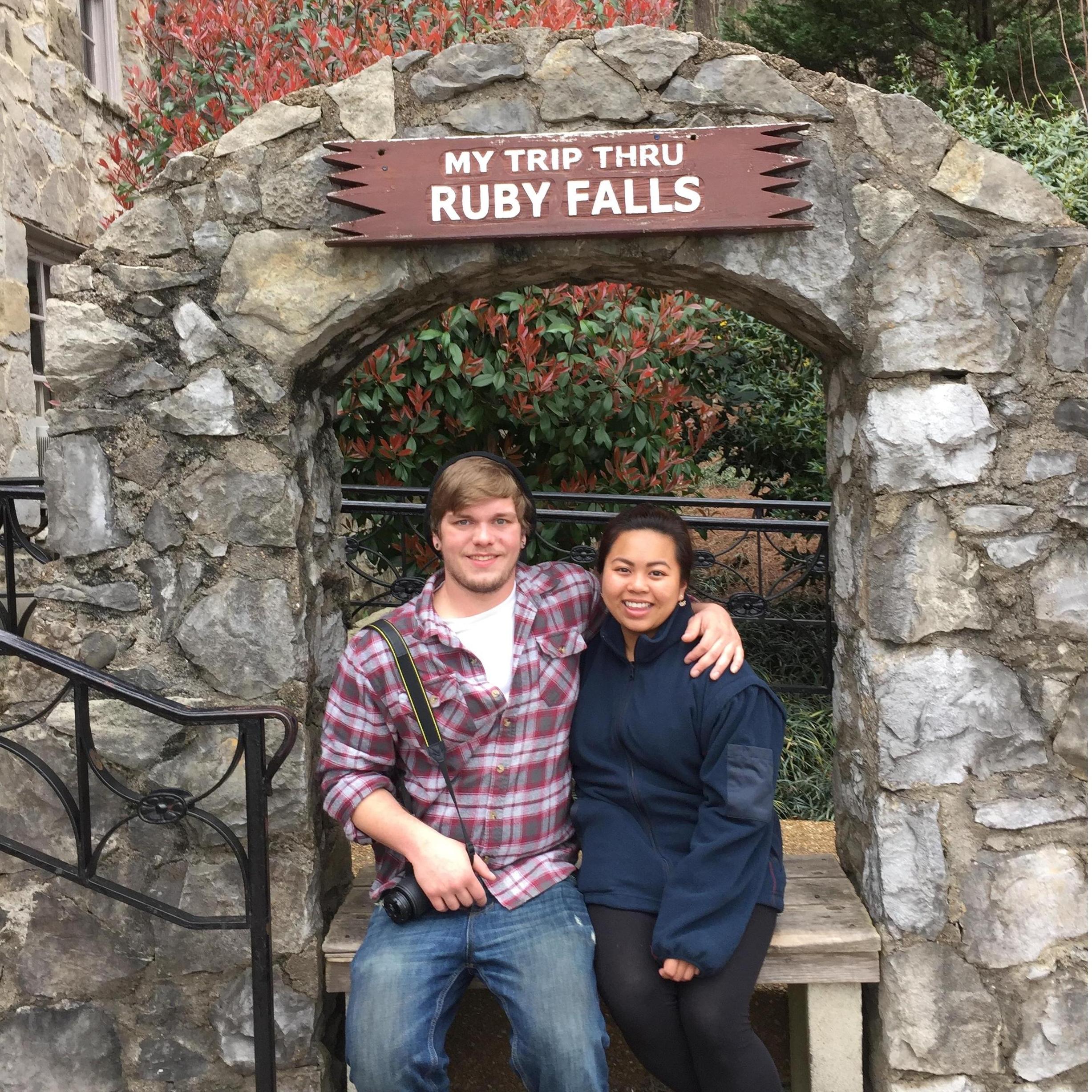 We've taken many trips together. Here we are at Ruby Falls!