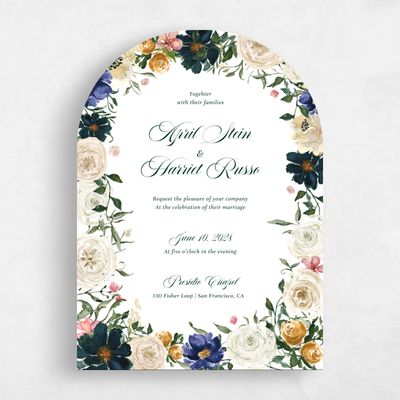 White Arch Wedding Invitation - Moderna Portrait