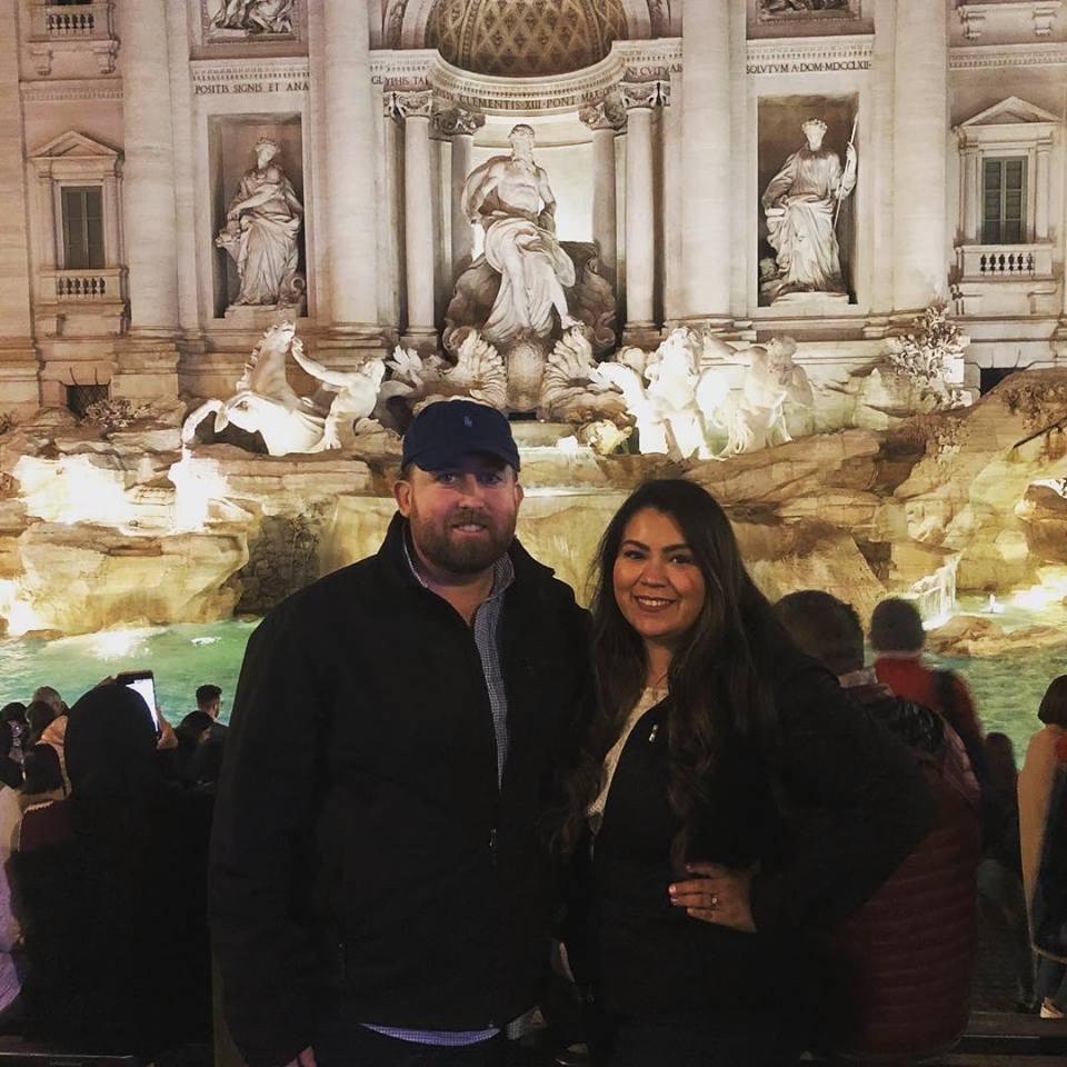 Single Claudia threw a coin into the Trevi fountain hoping to meet an Italian man and a year later she was back there with me and now she's stuck with me for the rest of her life. Hah! - Andrew
