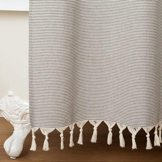 Railroad All Over Nautical Stripe Tassel Chic Shower Curtain Gray - Hearth & Hand with Magnolia
