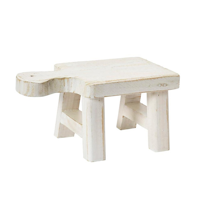 Creative Co-Op Textured Wood, White Decorative Pedestal, Square