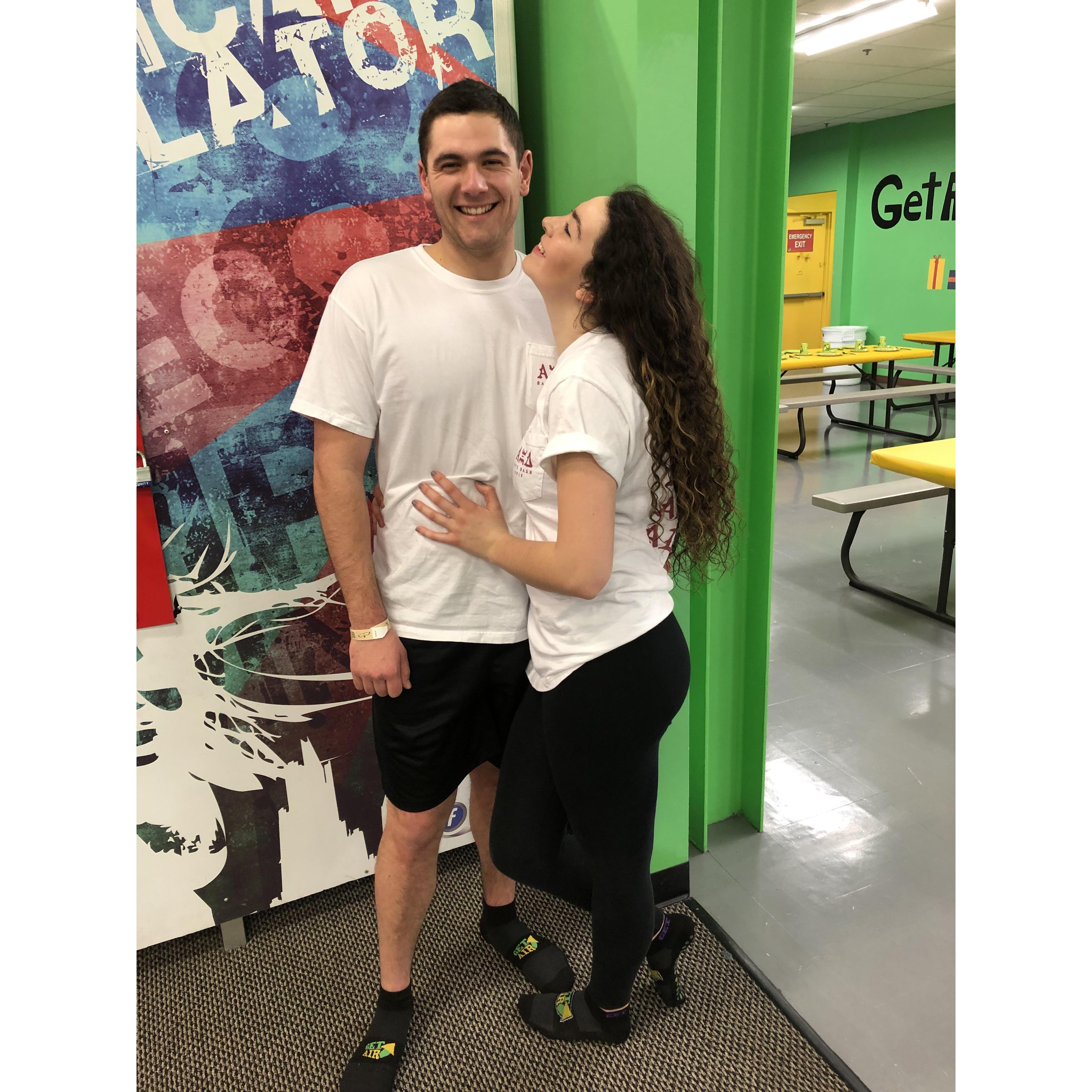Bouncing our way around the date dash at the trampoline park!